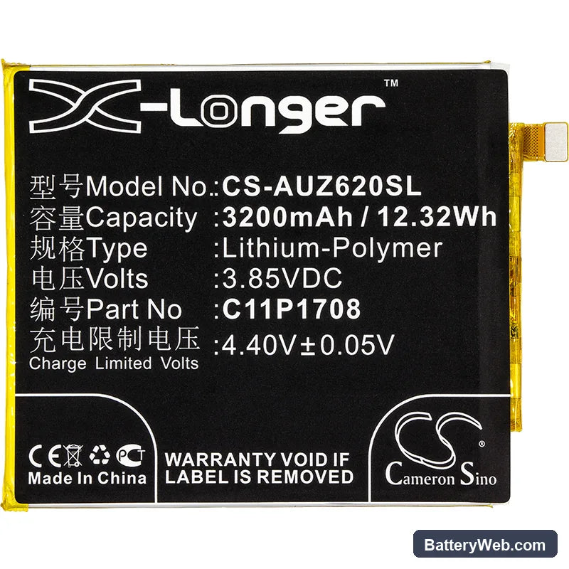 Asus ZenFone 5 2018 Replacement Battery, 3.85V, 3200mAh, Li-Polymer 3