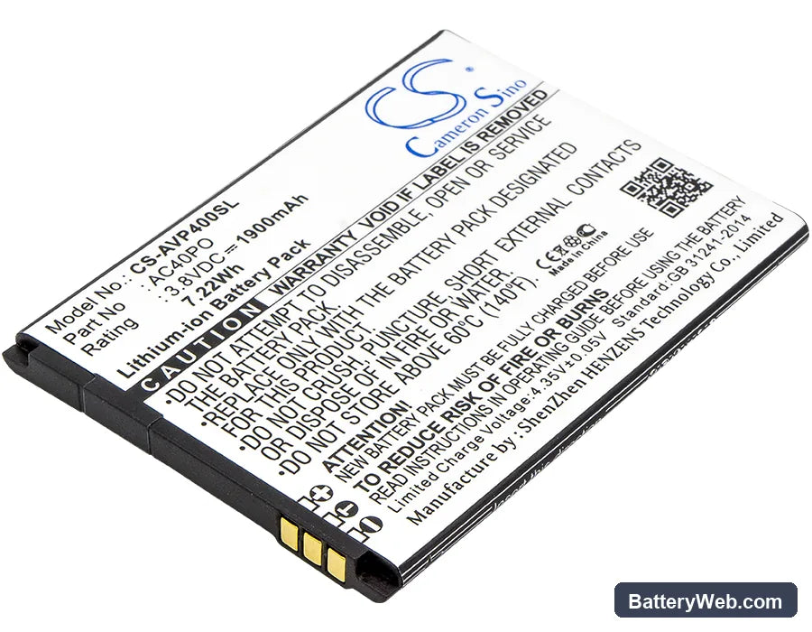 Archos 40 Power Replacement Battery, 3.8V, 1900mAh, Li-ion 1