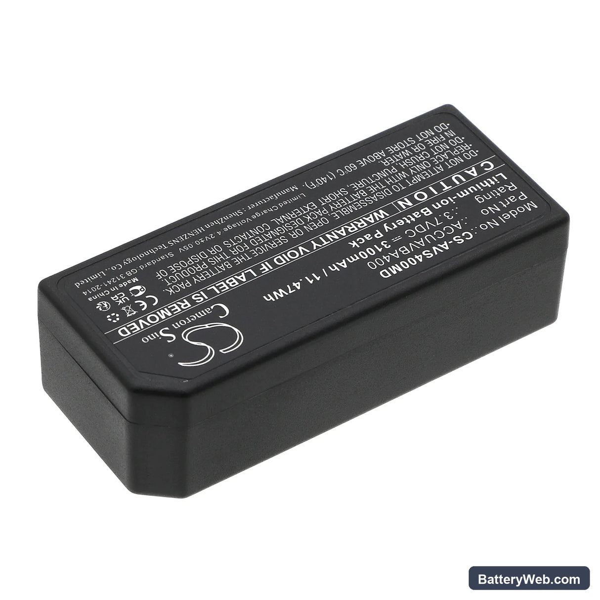 Accuvein AV400 Replacement Battery, 3.7V, 3100mAh, Li-ion 2