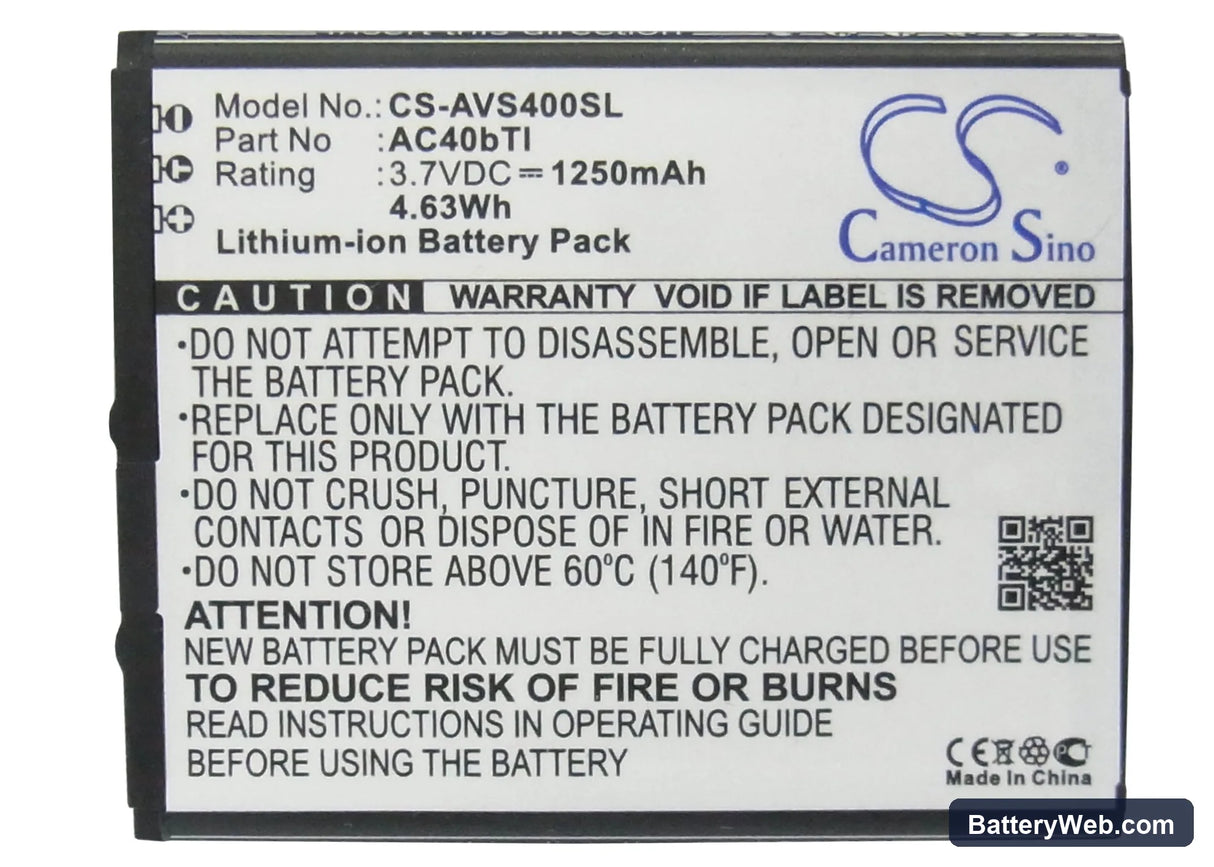 Archos 40b Titanium Replacement Battery, 3.7V, 1250mAh, Li-ion 5