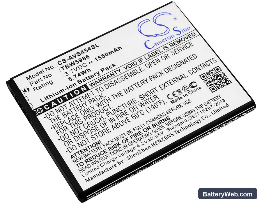 Archos 45 Helium 4G Replacement Battery, 3.7V, 1550mAh, Li-ion 1