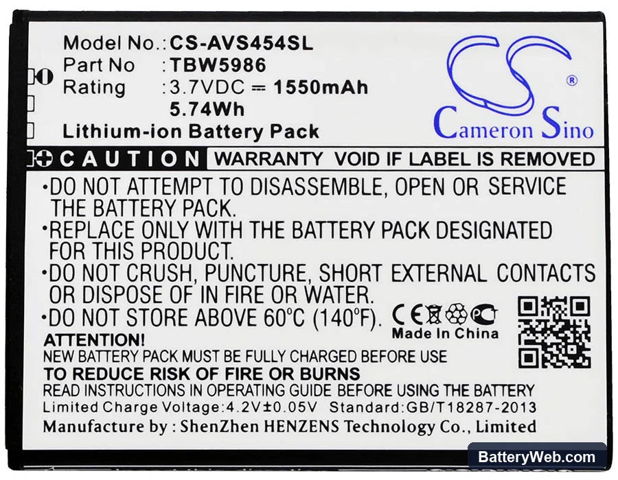 Archos 45 Helium 4G Replacement Battery, 3.7V, 1550mAh, Li-ion 5