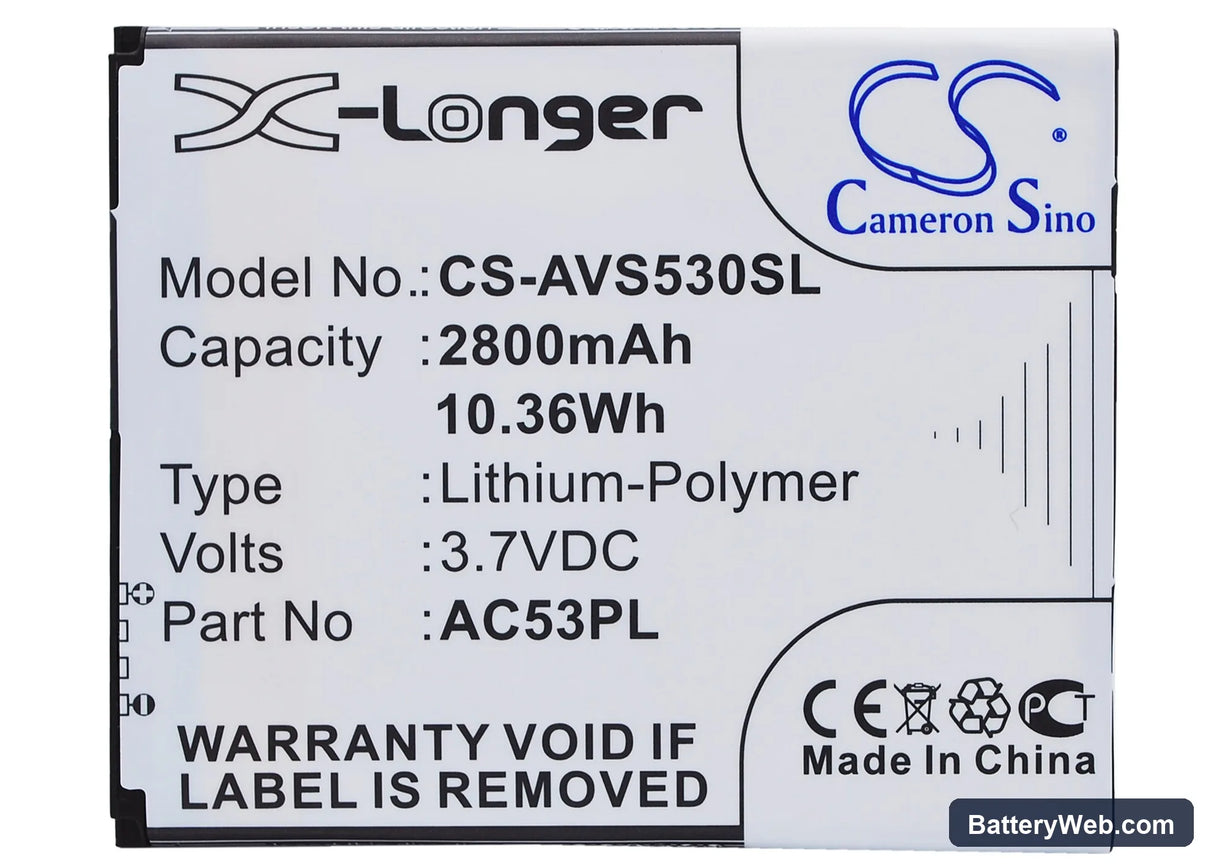 Archos 53 Platinum Replacement Battery, 3.7V, 2800mAh, Li-Polymer 5