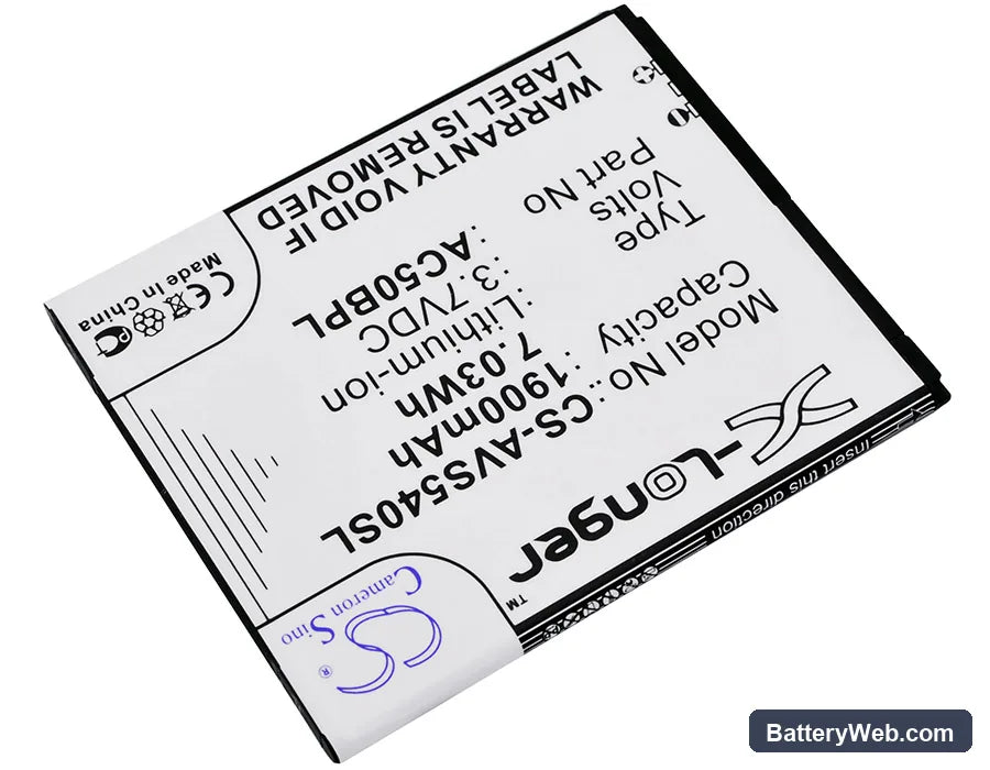 Archos 50b Platinum Replacement Battery, 3.7V, 1900mAh, Li-ion 2