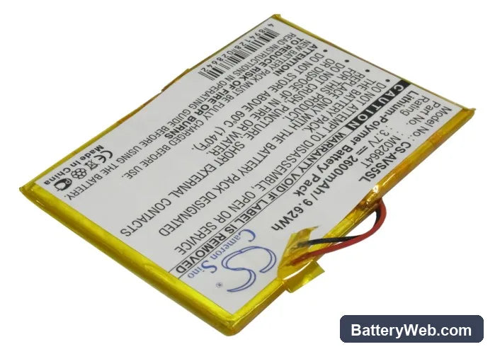 Archos 5 60GB Replacement Battery, 3.7V, 2600mAh, Li-Polymer 2