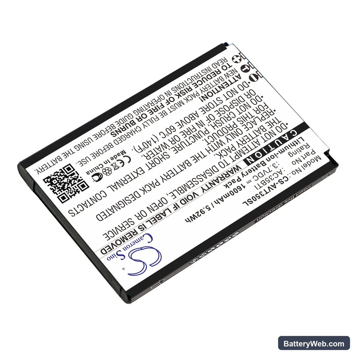 Archos 35b Titanium Replacement Battery, 3.7V, 1600mAh, Li-ion 2