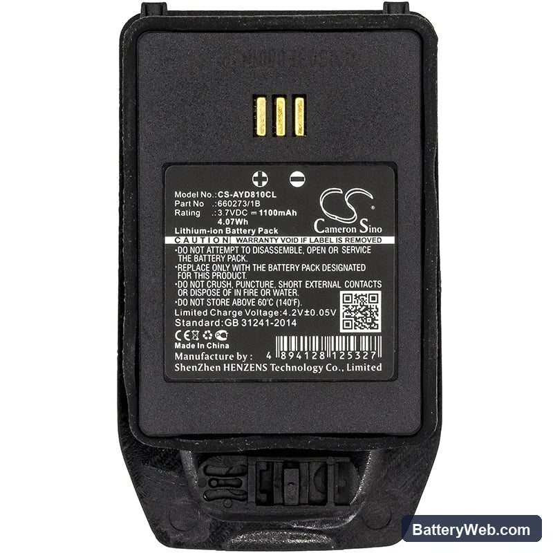 DeTeWe DT413 Replacement Battery, 3.7V, 1100mAh, Li-ion 3