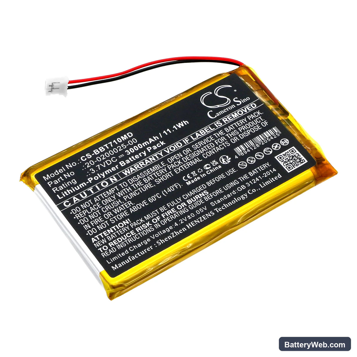 Bistos BT-710 pulse oximeter Replacement Battery, 3.7V, 3000mAh, Li-Polymer 1