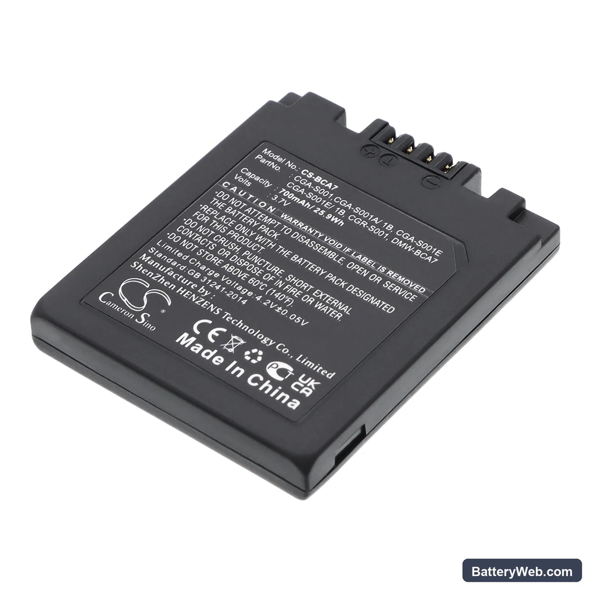 Leica D-LUX Replacement Battery, 3.7V, 700mAh, Li-ion 1