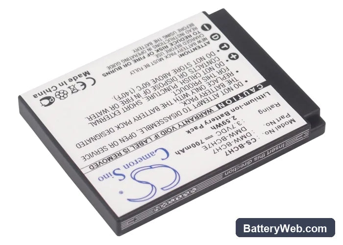 Panasonic Lumix DMC-FP1 Replacement Battery, 3.7V, 690mAh, Li-ion 2