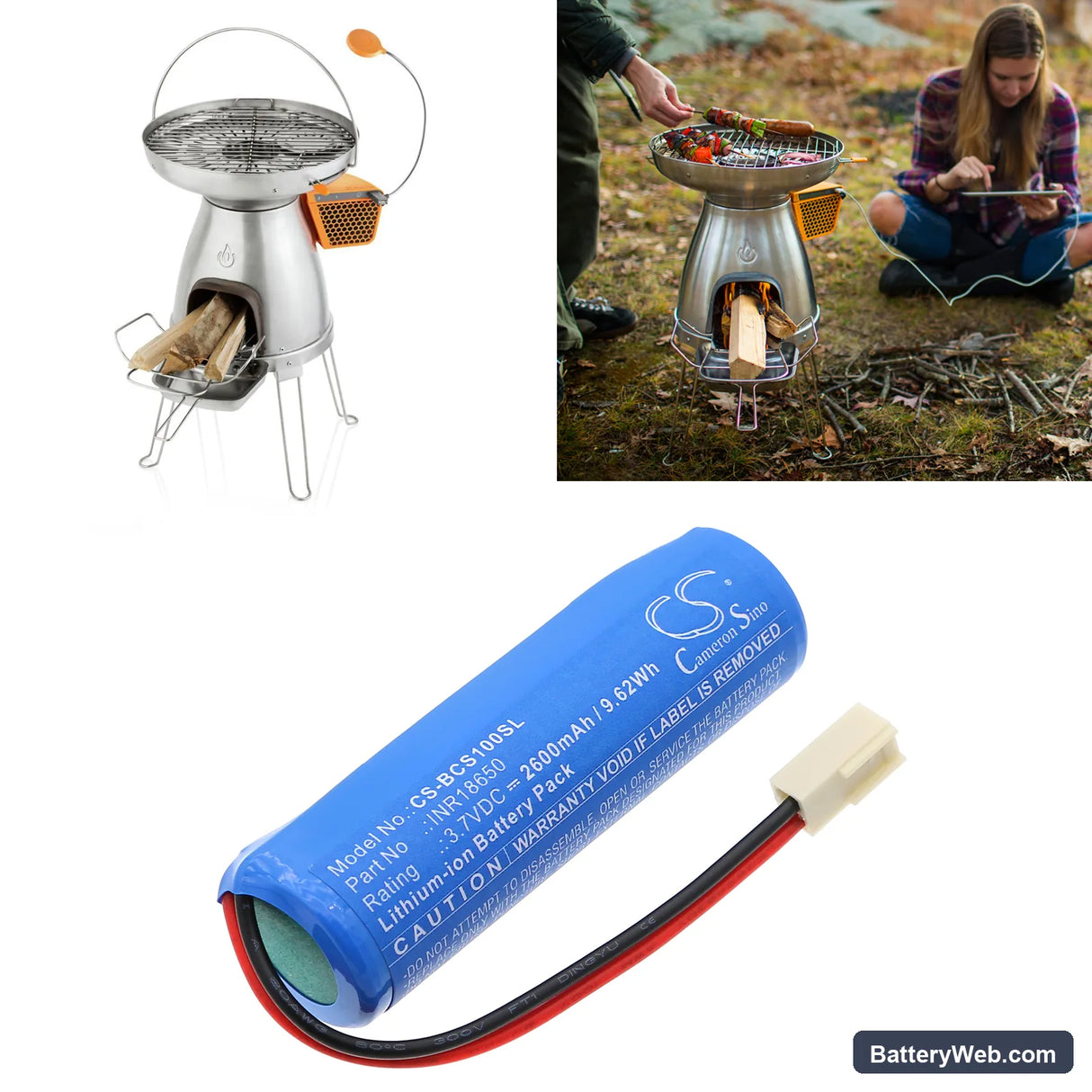 Biolite BaseCamp Stove Replacement Battery, 3.7V, 2600mAh, Li-ion 6
