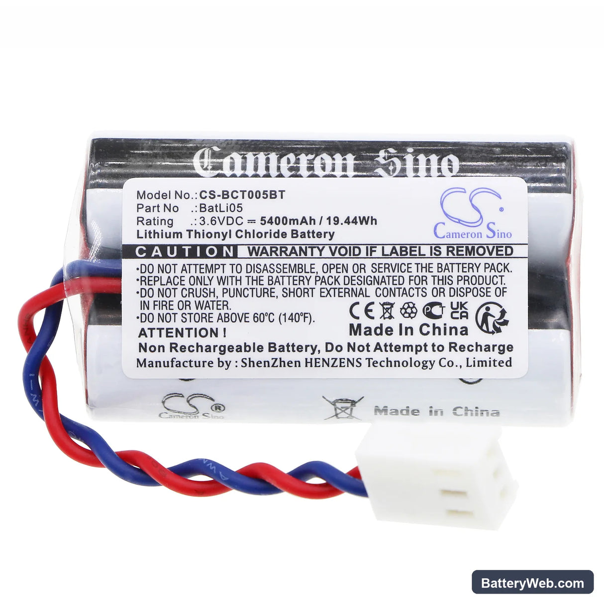 Daitem Motion detectors DP8111X Replacement Battery, 3.6V, 5400mAh, Li-SOCl2 3