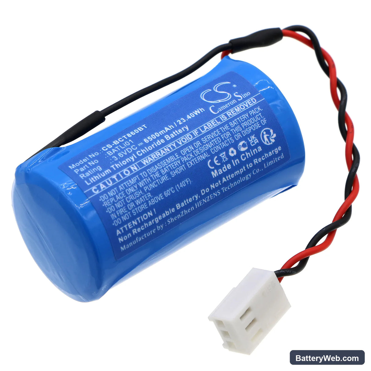 S&J FAS 8900 Replacement Battery, 3.6V, 6500mAh, Li-SOCl2 1