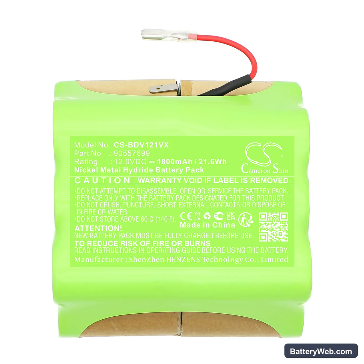 Black&Decker PHV1210 Replacement Battery, 12V, 1800mAh, Ni-MH 3