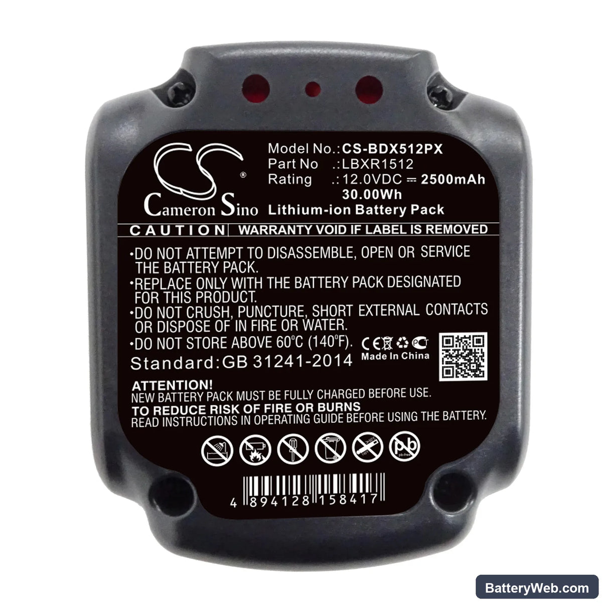 Black & Decker BDCDD12 Replacement Battery, 12V, 2500mAh, Li-ion 6
