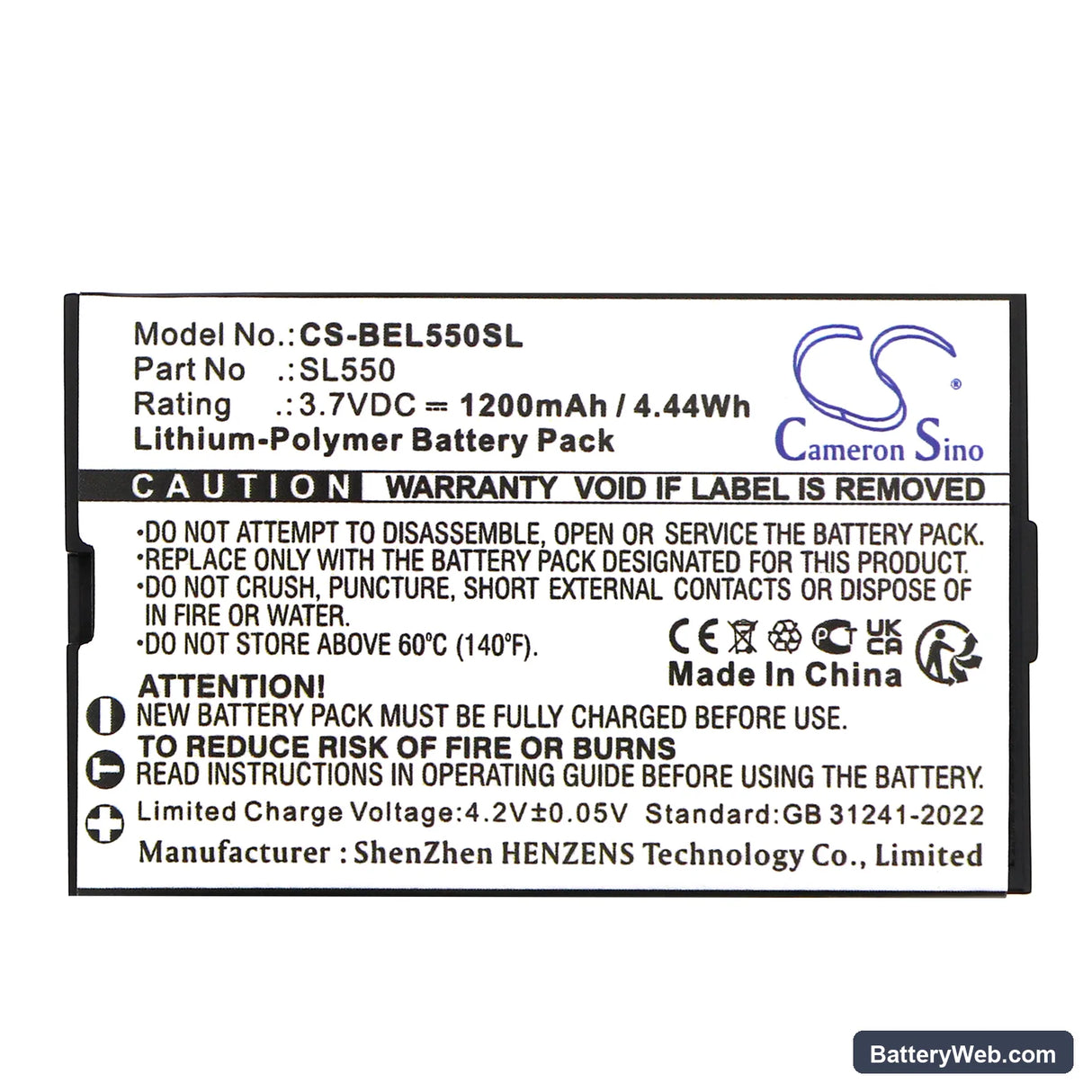 Bea-fon AL550 Replacement Battery, 3.7V, 1200mAh, Li-Polymer 3