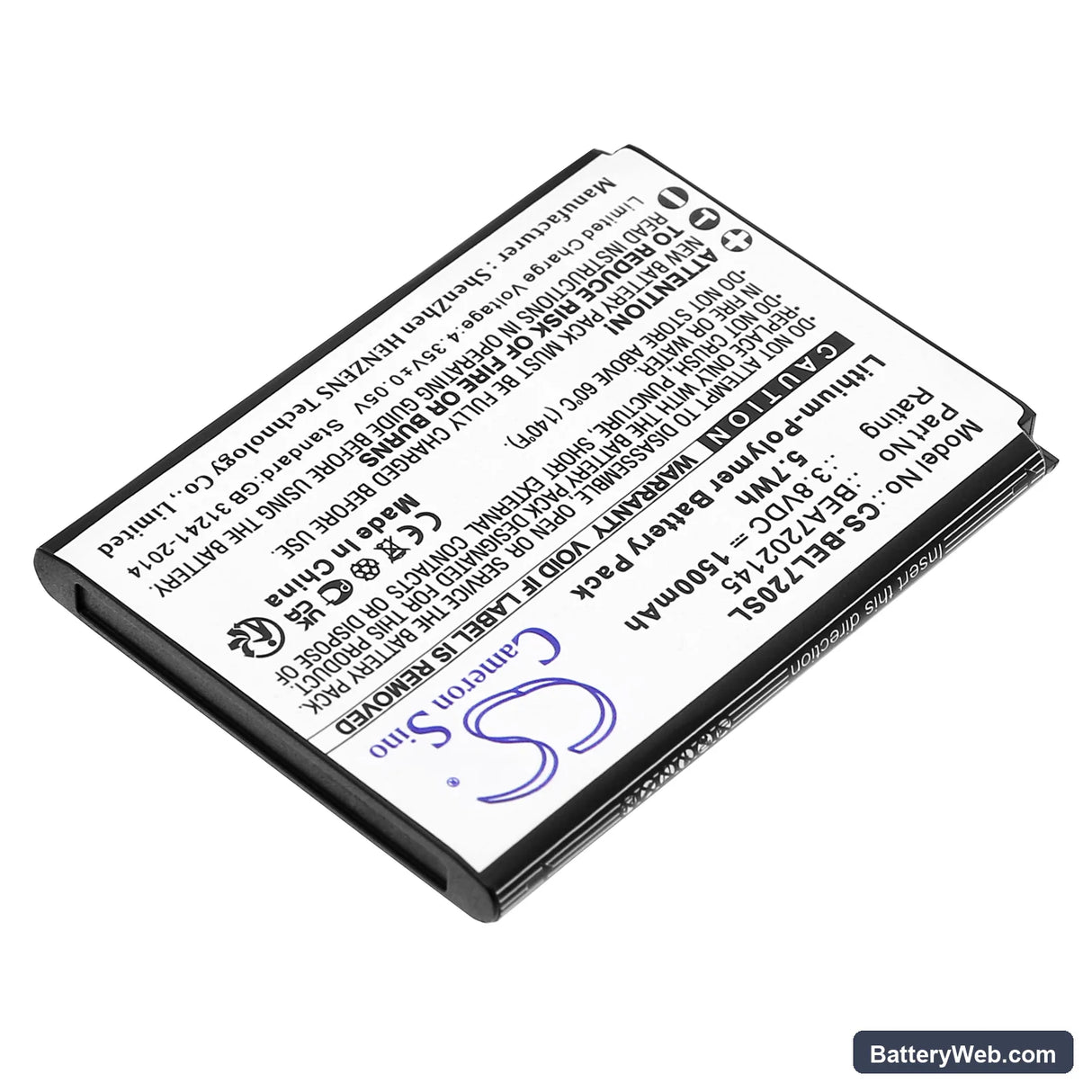 Bea-fon SL720 Replacement Battery, 3.8V, 1500mAh, Li-Polymer 2