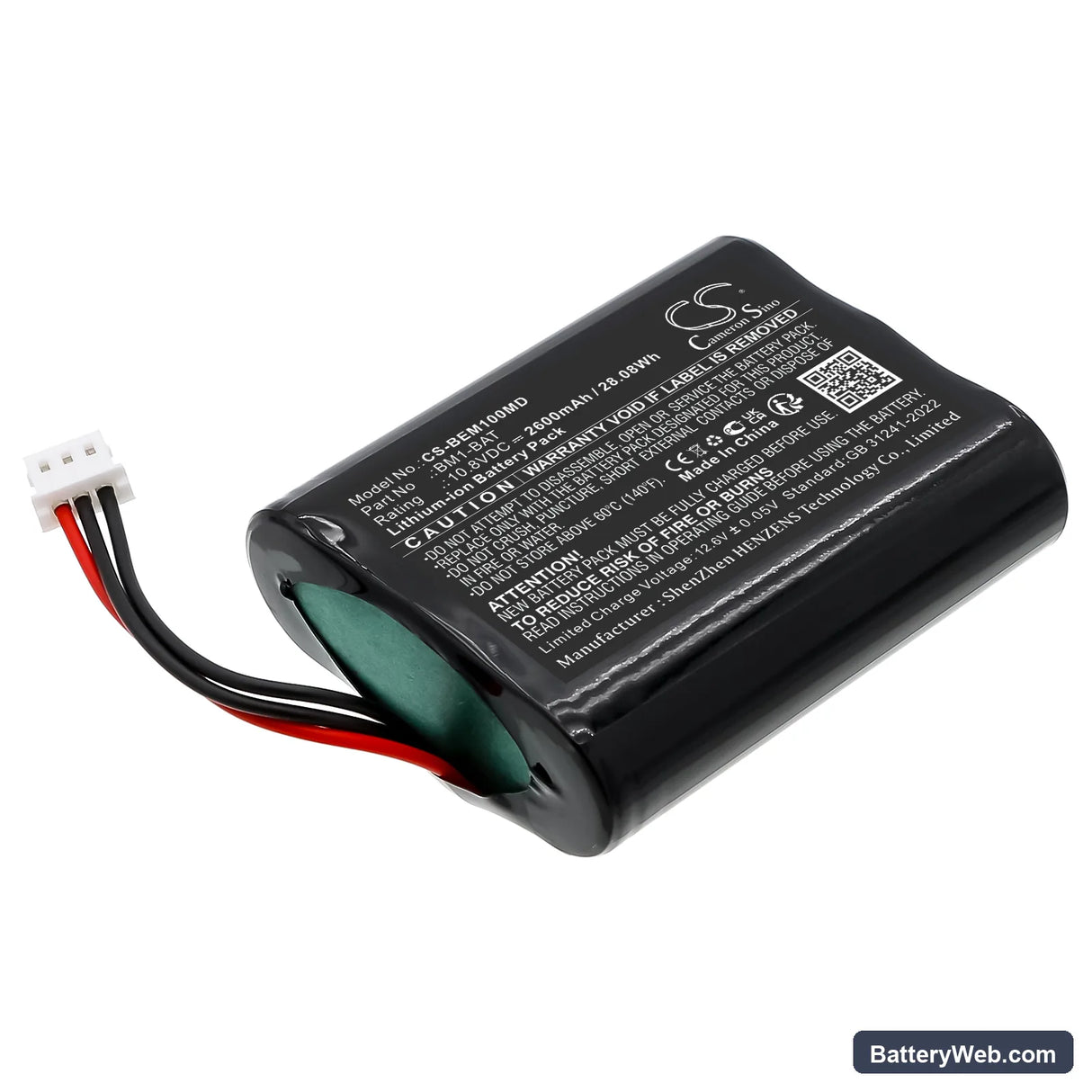 Bionet BM1 Vet Replacement Battery, 10.8V, 2600mAh, Li-ion 1