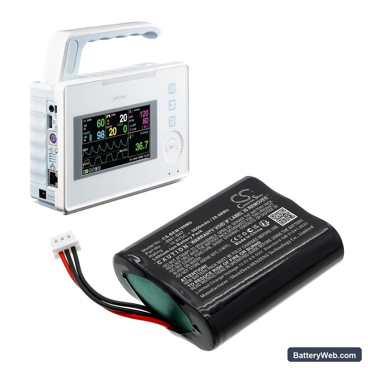 Bionet BM1 Vet Replacement Battery, 10.8V, 2600mAh, Li-ion 6