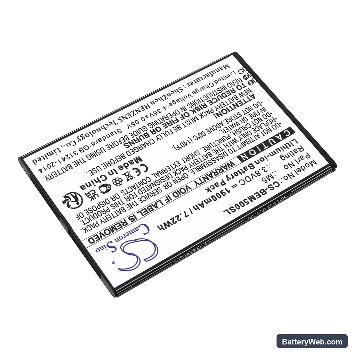 Bea-fon M5 Replacement Battery, 3.8V, 1900mAh, Li-ion 2