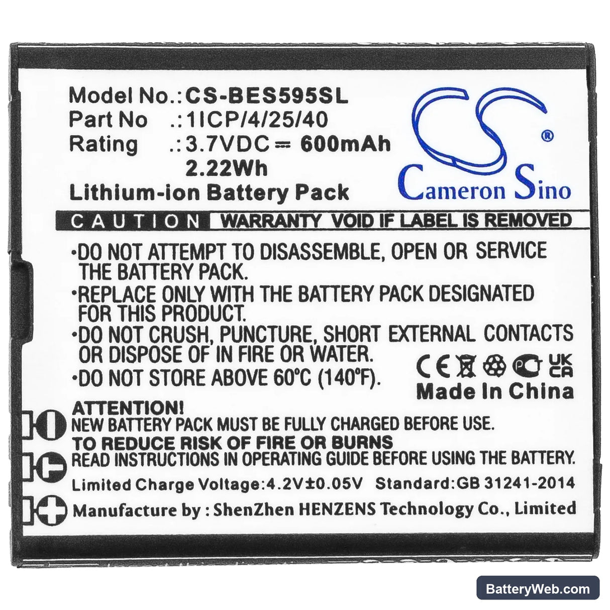 Bea-fon SL495 Replacement Battery, 3.7V, 600mAh, Li-ion 5