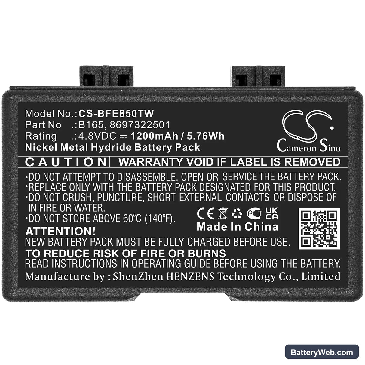 Bosch HFG Replacement Battery, 4.8V, 1200mAh, Ni-MH 3