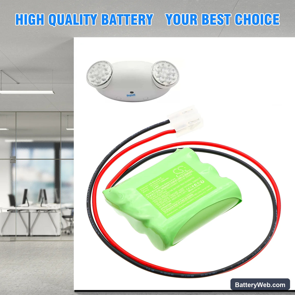 Beghelli 415097000 Replacement Battery, 3.6V, 1500mAh, Ni-MH 6