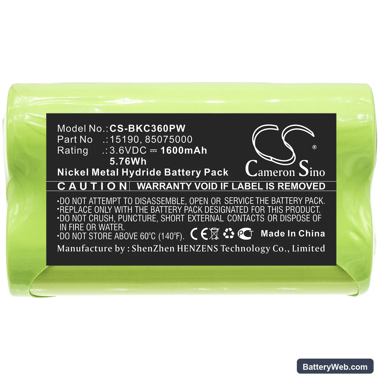 Black & Decker KC360H Replacement Battery, 3.6V, 1600mAh, Ni-MH 3