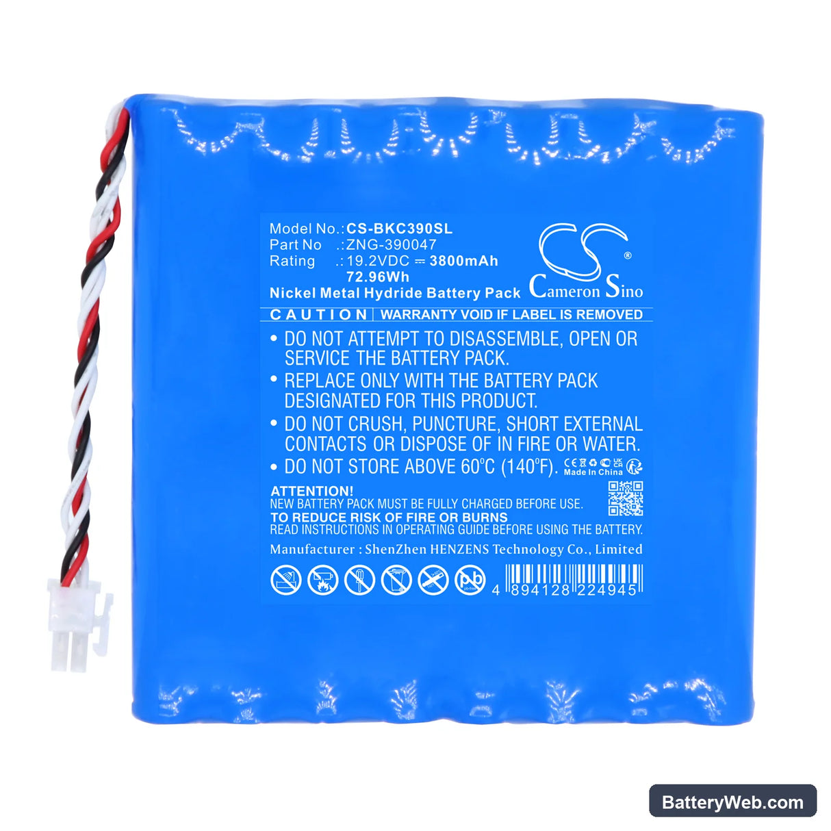 Beckman Coulter 390047 Replacement Battery, 19.2V, 3800mAh, Ni-MH 3