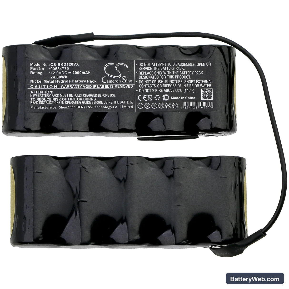 Black&Decker Z-PD1200 Replacement Battery, 12V, 2000mAh, Ni-MH 3