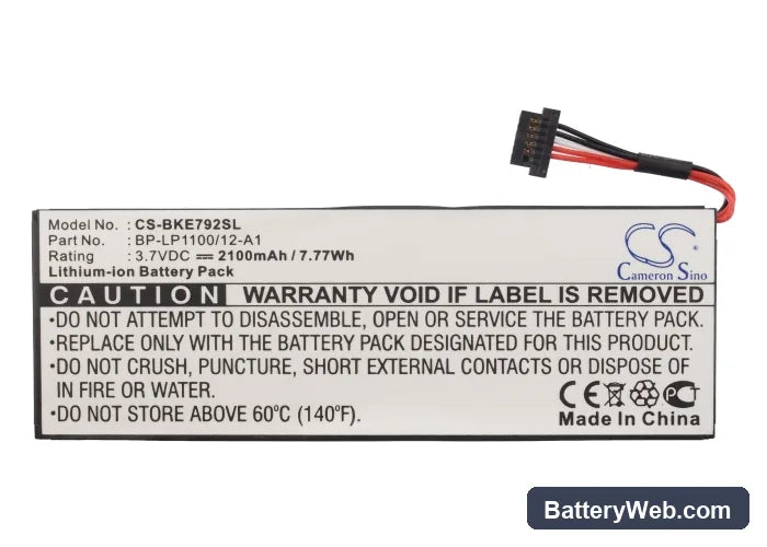 Becker Traffic Assist 7928 Replacement Battery, 3.7V, 2100mAh, Li-ion 6