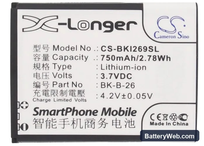 BBK I269 Replacement Battery, 3.7V, 750mAh, Li-ion 5