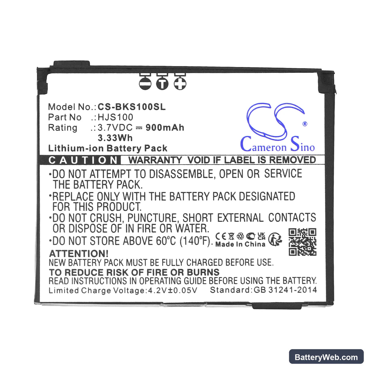 Becker HJS 100 Replacement Battery, 3.7V, 900mAh, Li-ion 3