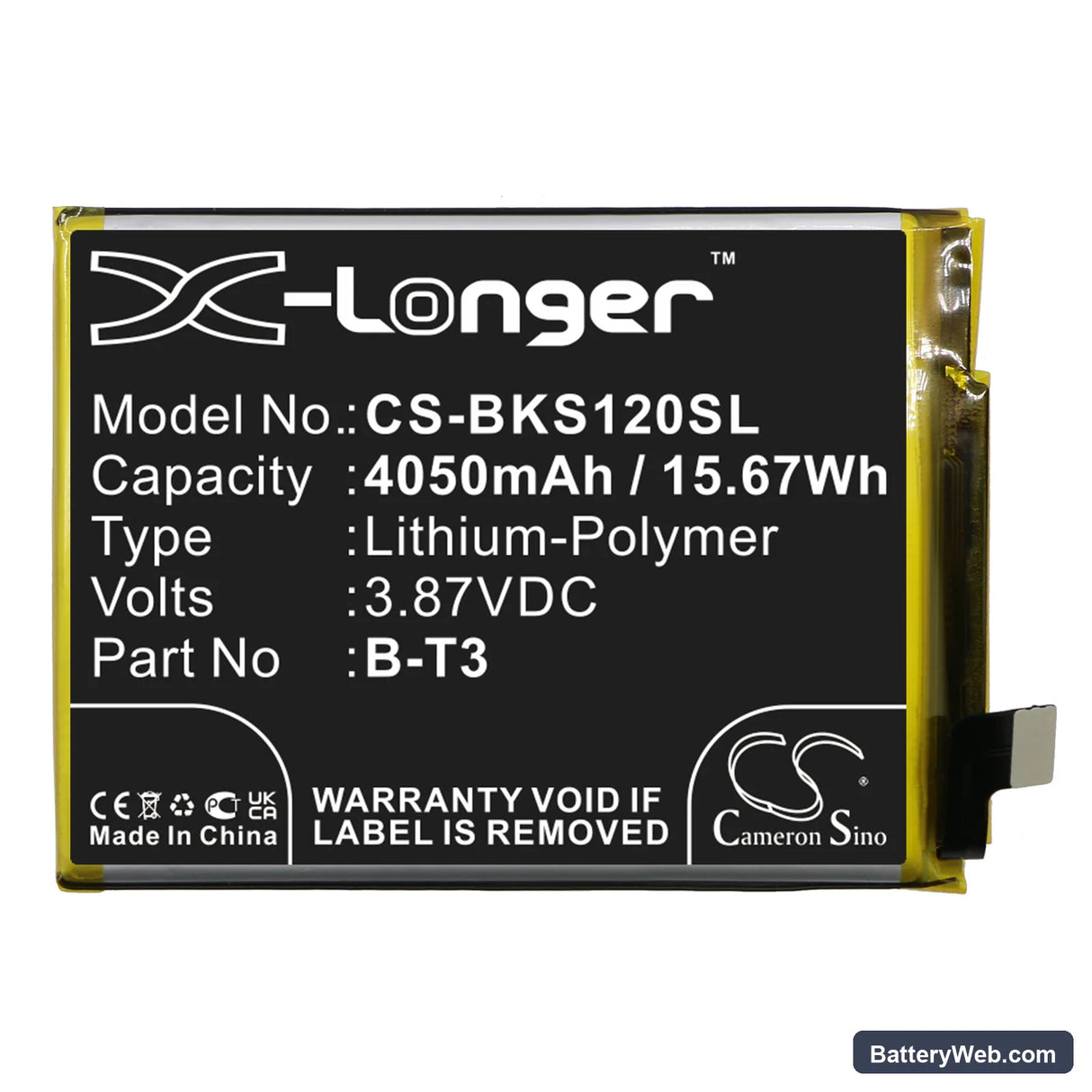 Vivo S12 Pro Replacement Battery, 3.87V, 4050mAh, Li-Polymer 3