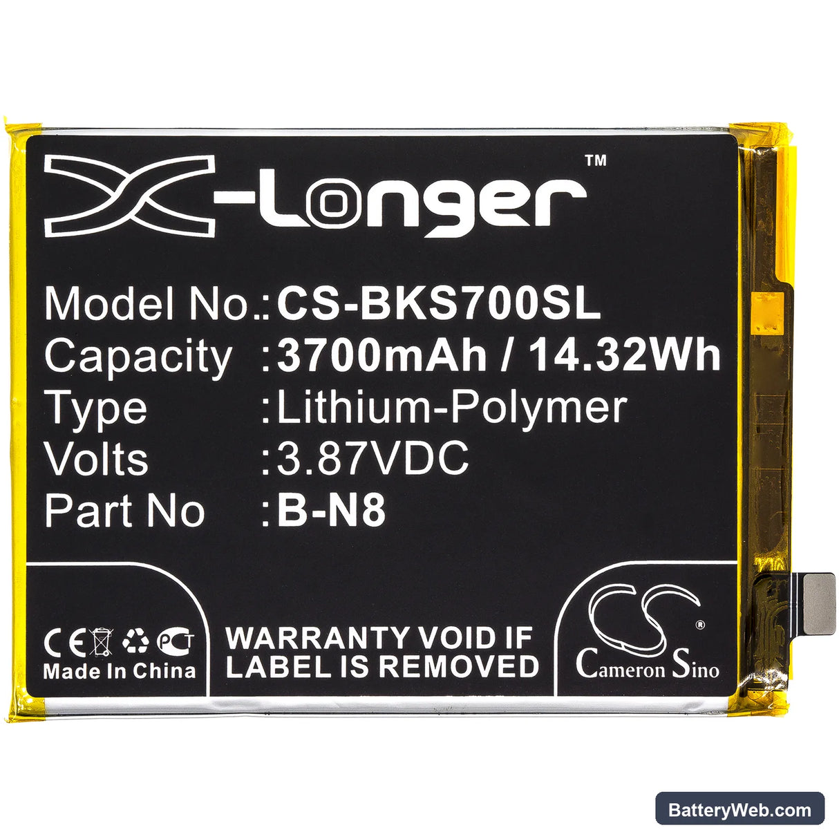 Vivo S7 5G Replacement Battery, 3.87V, 3700mAh, Li-Polymer 3