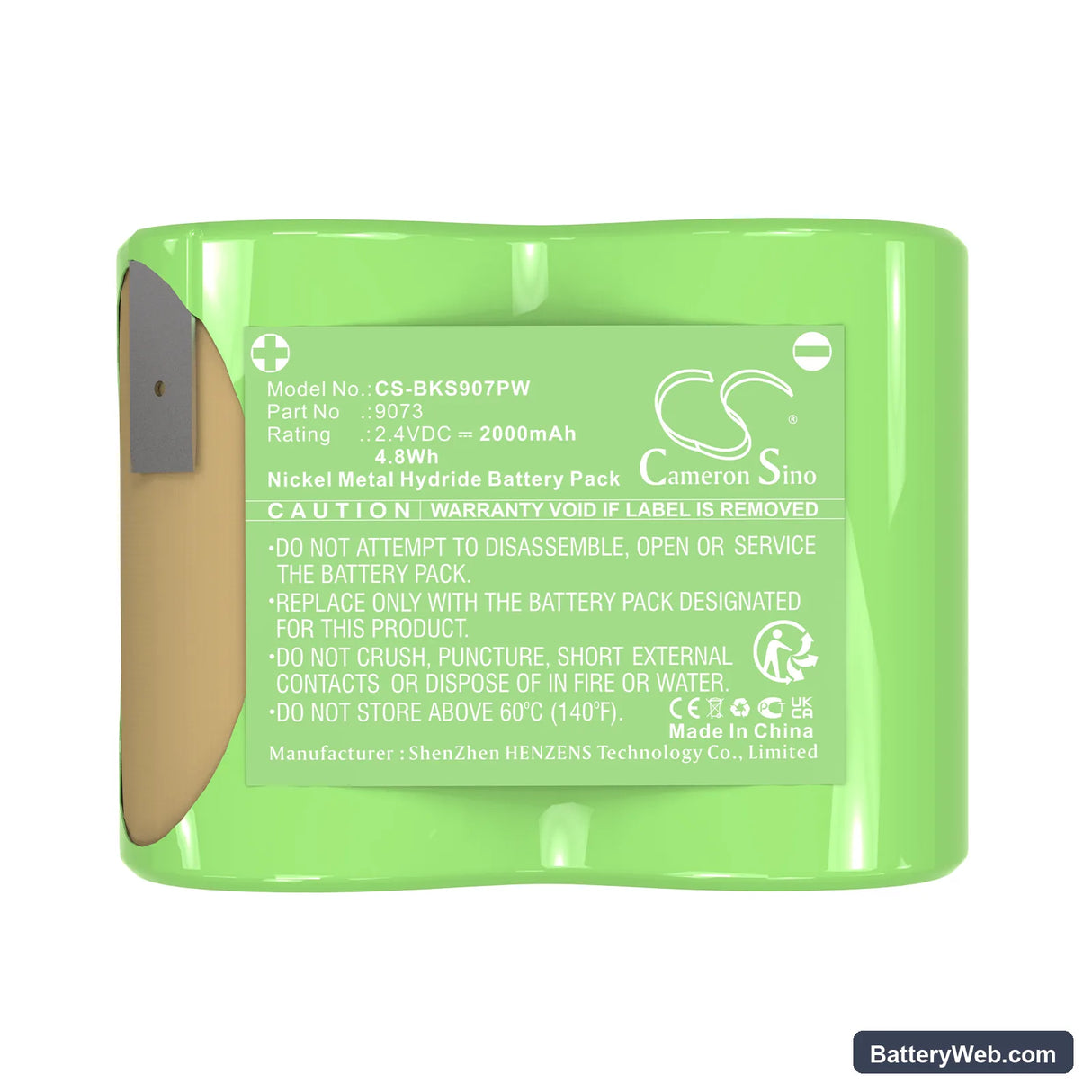 Black & Decker 9073 Replacement Battery, 2.4V, 2000mAh, Ni-MH 5