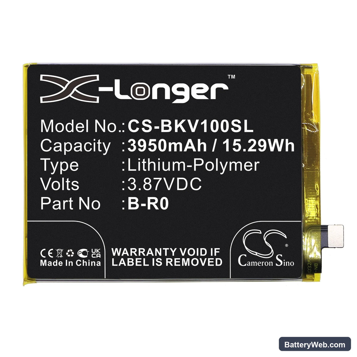 Vivo S10 Replacement Battery, 3.87V, 3950mAh, Li-Polymer 3