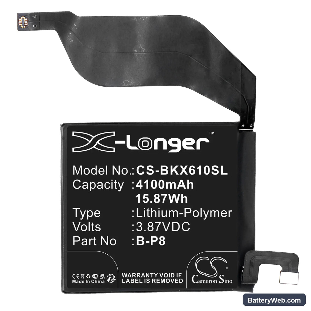 Vivo X60 Pro Plus Replacement Battery, 3.87V, 4100mAh, Li-Polymer 3