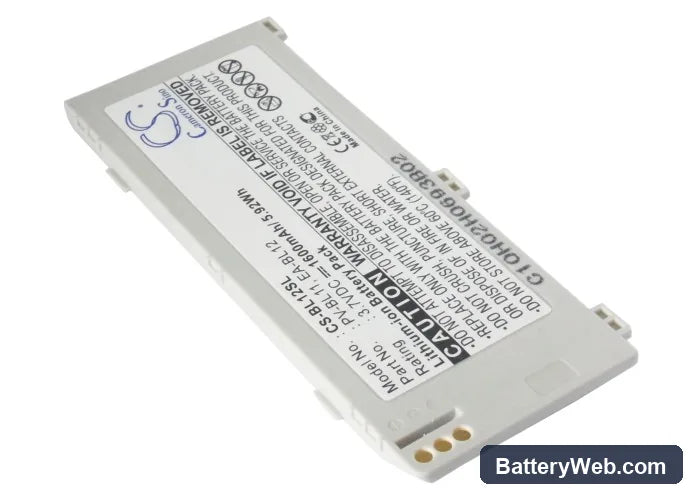 T-Mobile Sidekick 3 Replacement Battery, 3.7V, 1600mAh, Li-ion 2