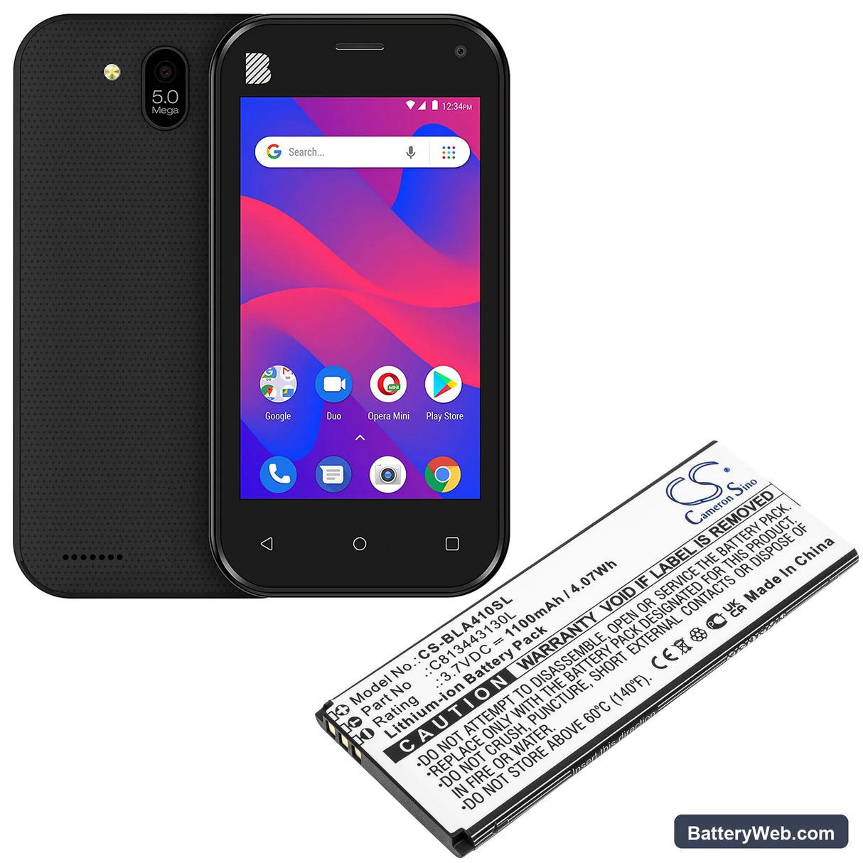 BLU Advance L5 Replacement Battery, 3.7V, 1100mAh, Li-ion 4