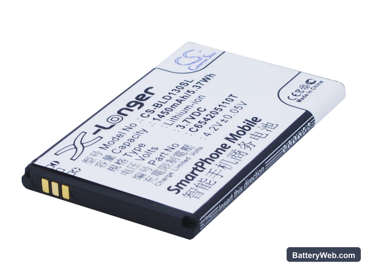 BLU Dash Replacement Battery, 3.7V, 1450mAh, Li-ion 1