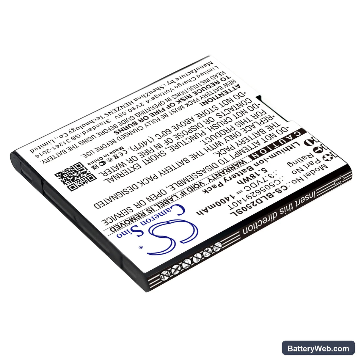 BLU Dash L2 Replacement Battery, 3.7V, 1400mAh, Li-ion 2