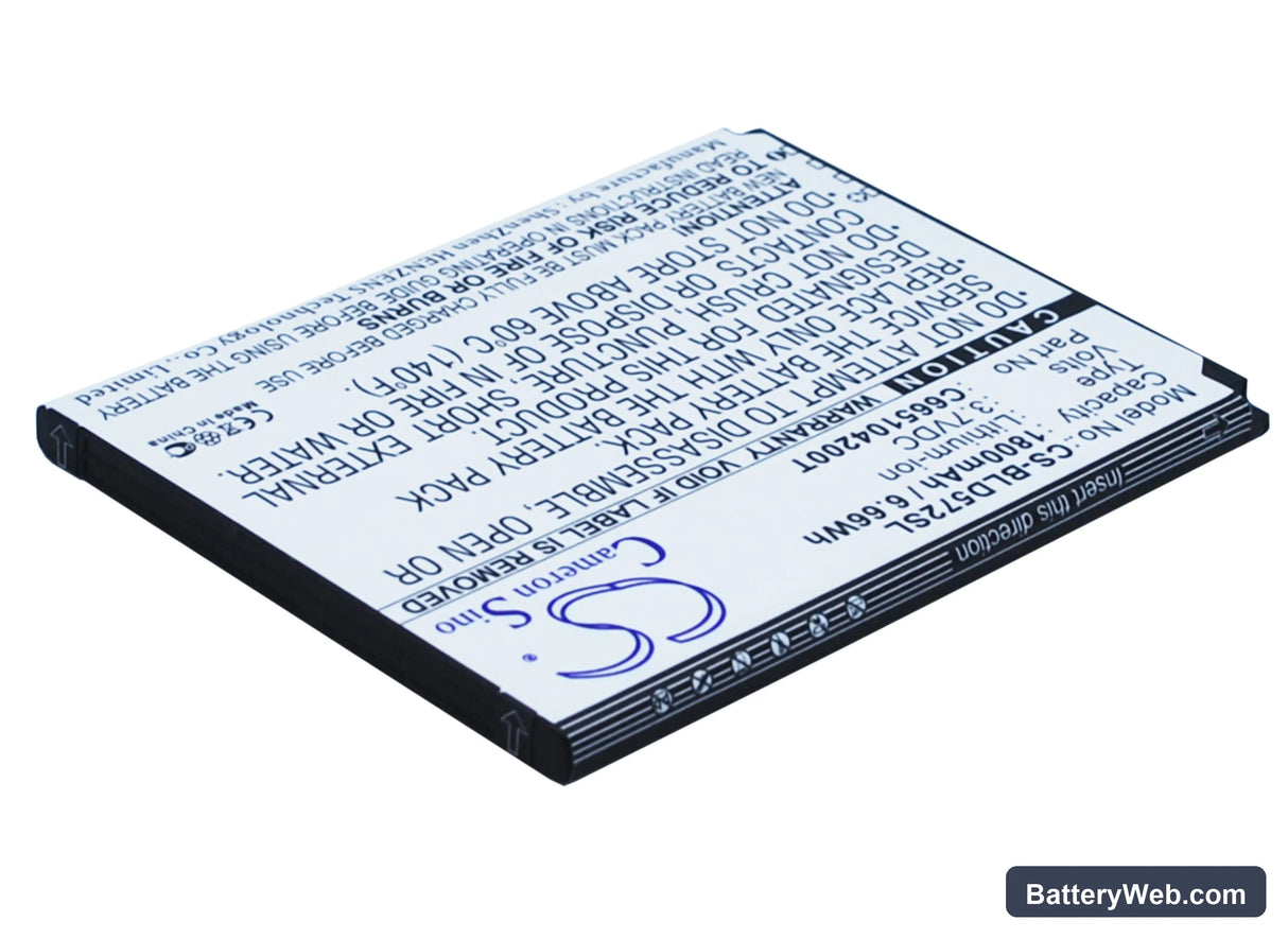 BLU Studio 5.0S Replacement Battery, 3.7V, 1800mAh, Li-ion 3