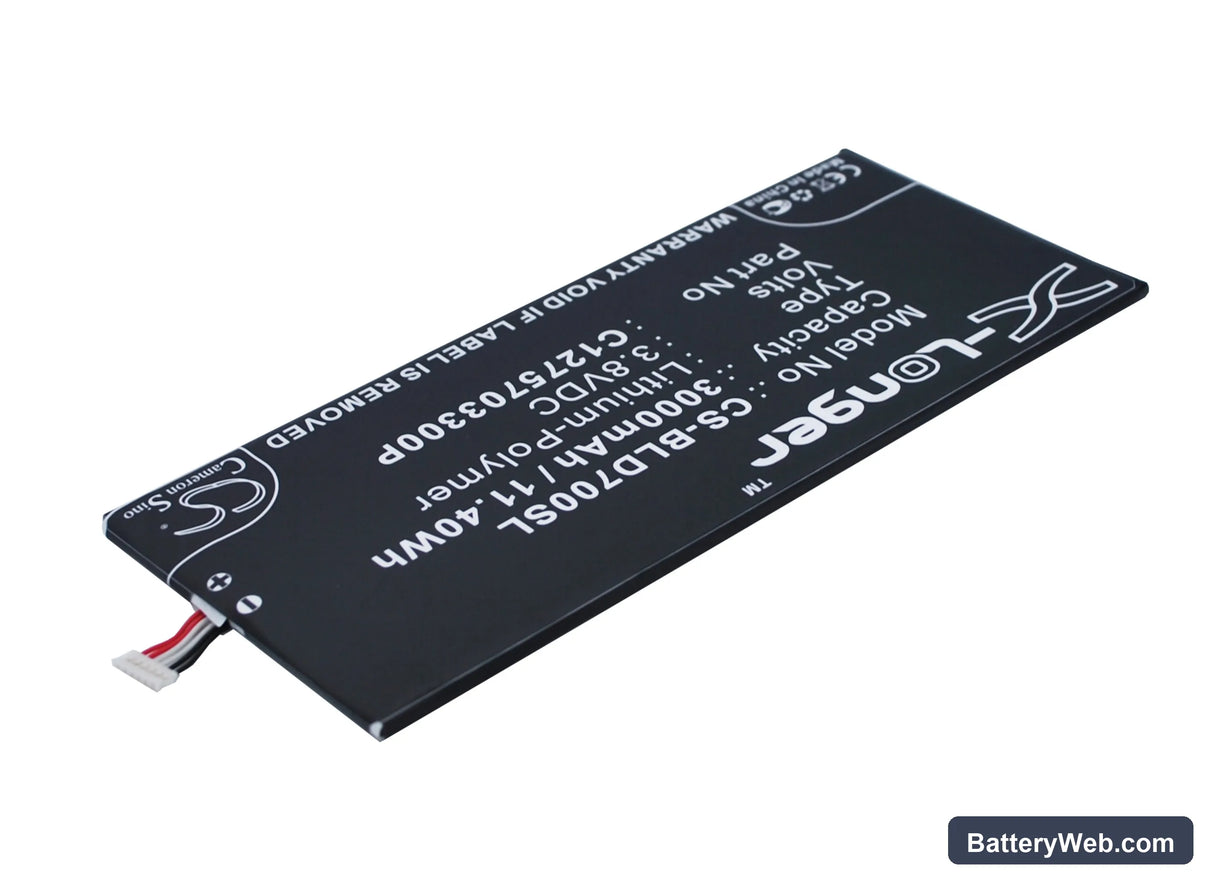 BLU Studio 7.0 HD Replacement Battery, 3.8V, 3000mAh, Li-Polymer 3