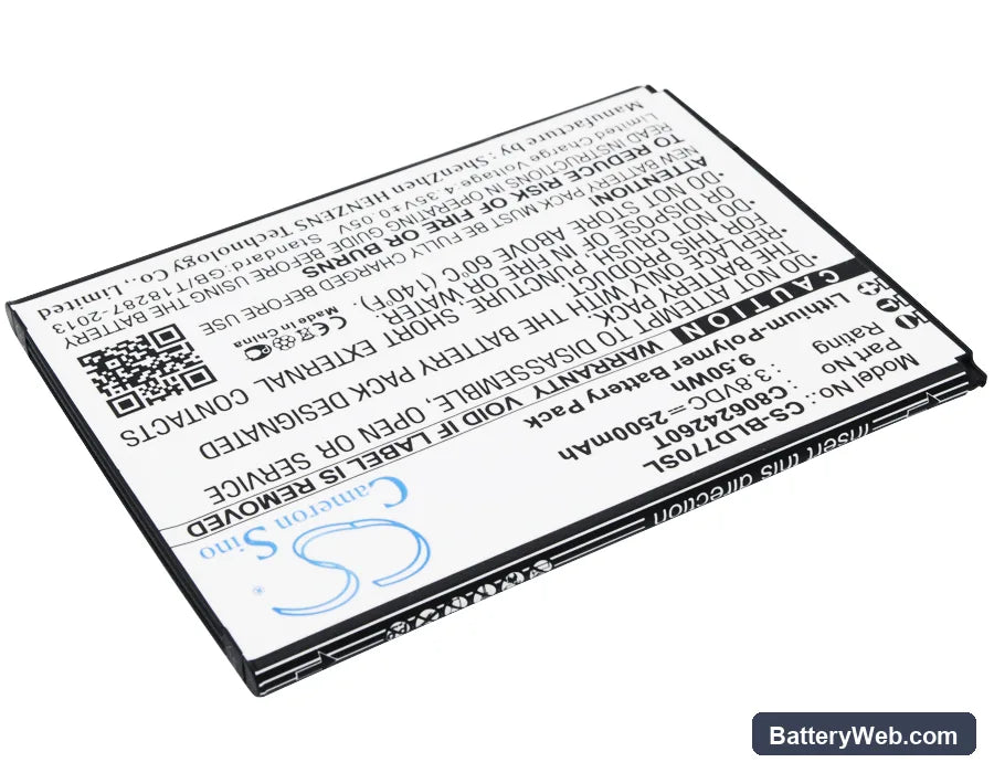 BLU Studio X Plus Replacement Battery, 3.8V, 2500mAh, Li-Polymer 2