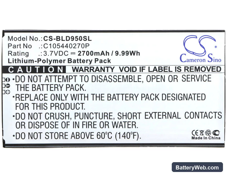 BLU Dash X Plus Replacement Battery, 3.7V, 2700mAh, Li-Polymer 5