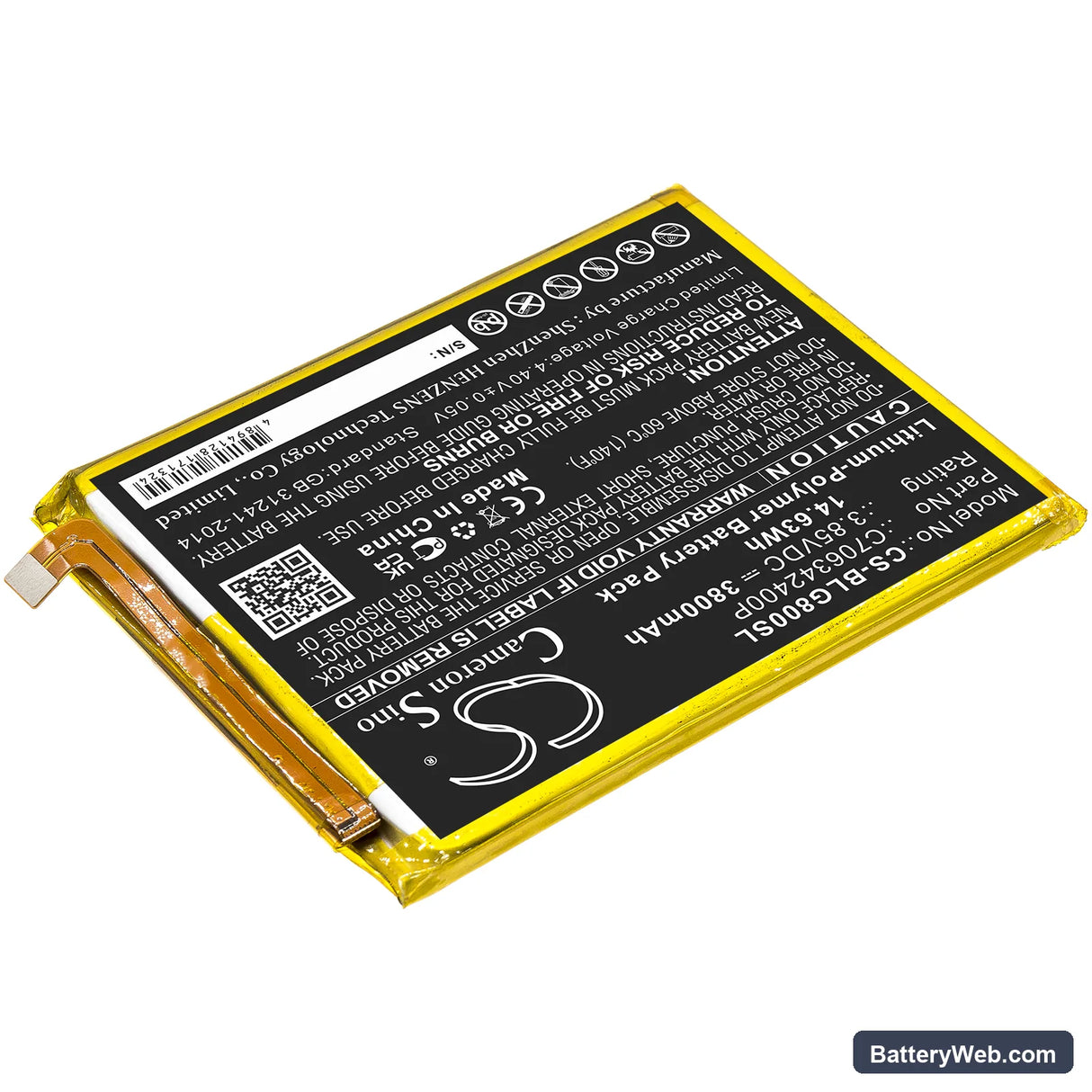 BLU G80 Replacement Battery, 3.85V, 3800mAh, Li-Polymer 2