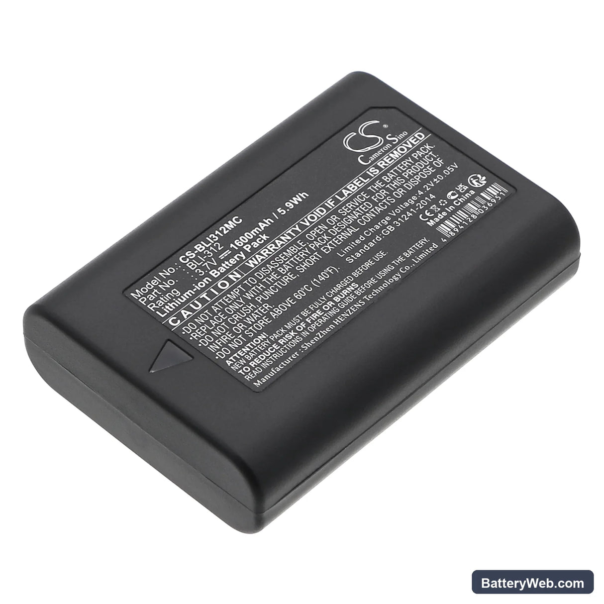 Leica BM8 Replacement Battery, 3.7V, 1600mAh, Li-ion 1