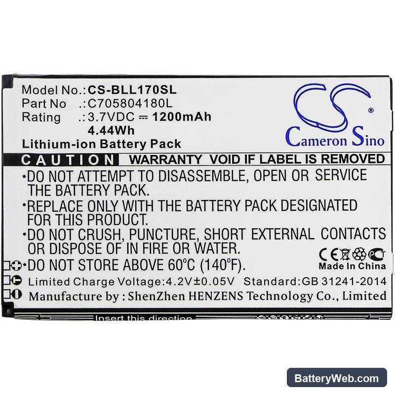 BLU Life Play 2 Replacement Battery, 3.7V, 1200mAh, Li-ion 3
