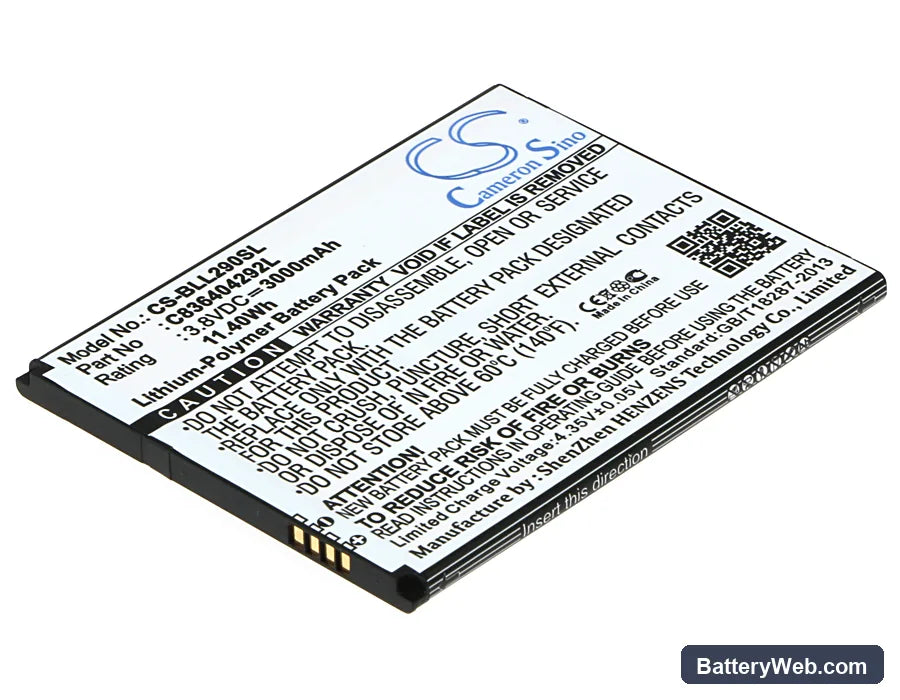 BLU Life 8 XL Replacement Battery, 3.8V, 3000mAh, Li-Polymer 1